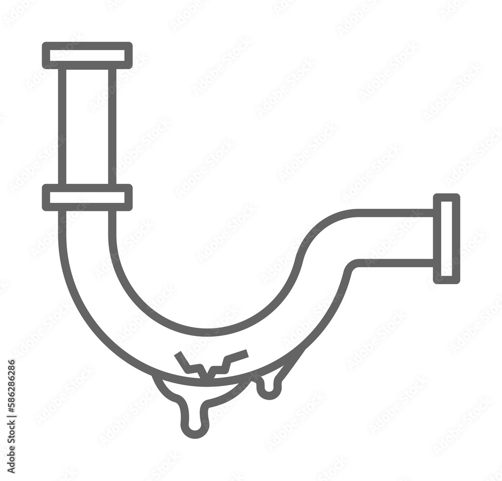 Poster plumber, water pipe, broken icon. element of plumber icon. thin line icon for website design and dev