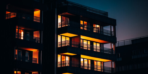 Geometric facades of a residential building