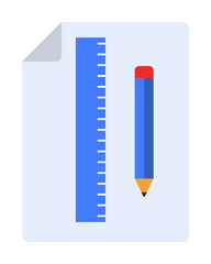 pencil, ruler and paper colored icon