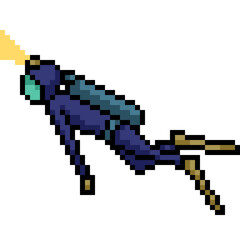 Obraz premium pixel art underwater dive suit