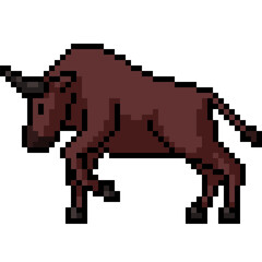 pixel art strong bull brown