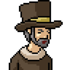 Fototapeta premium pixel art old man top hat