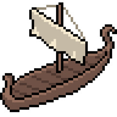 pixel art old wood boat