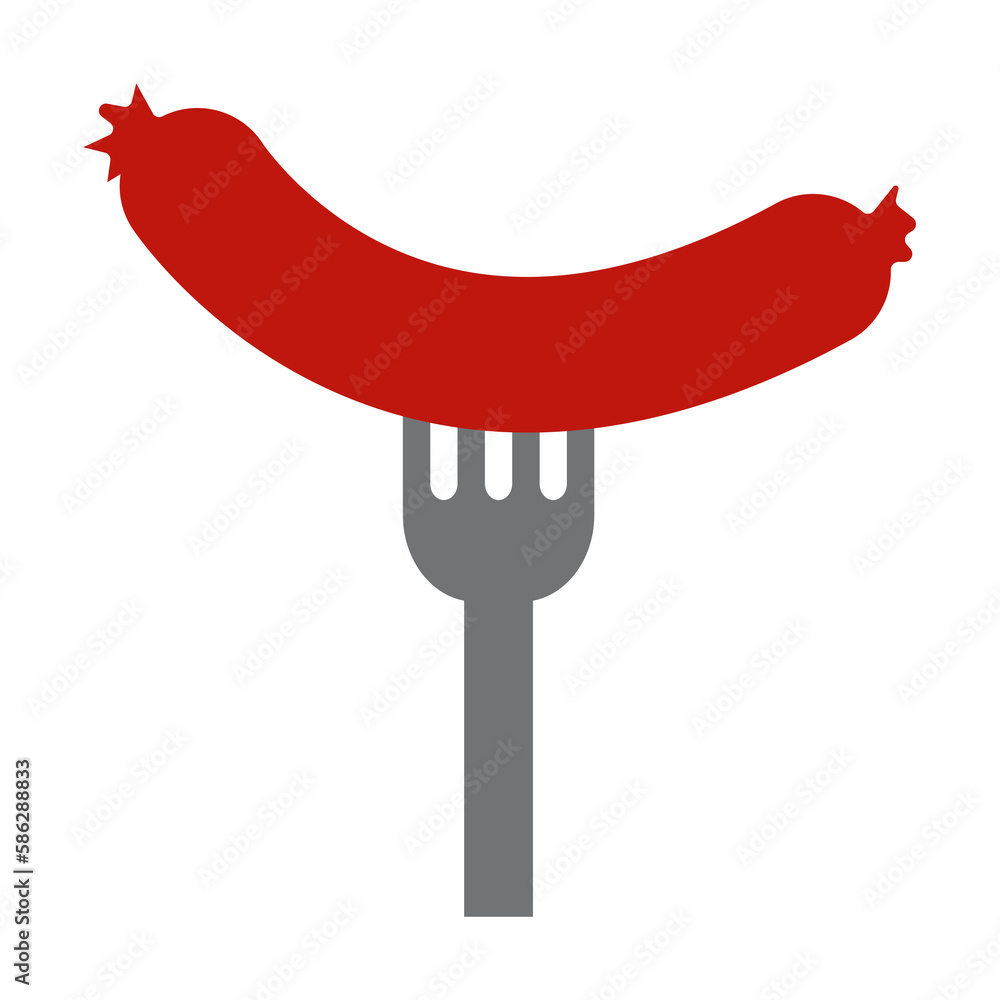 Aufkleber sausage on the fork colored illustration. element of colored food icon for mobile concept and web ap