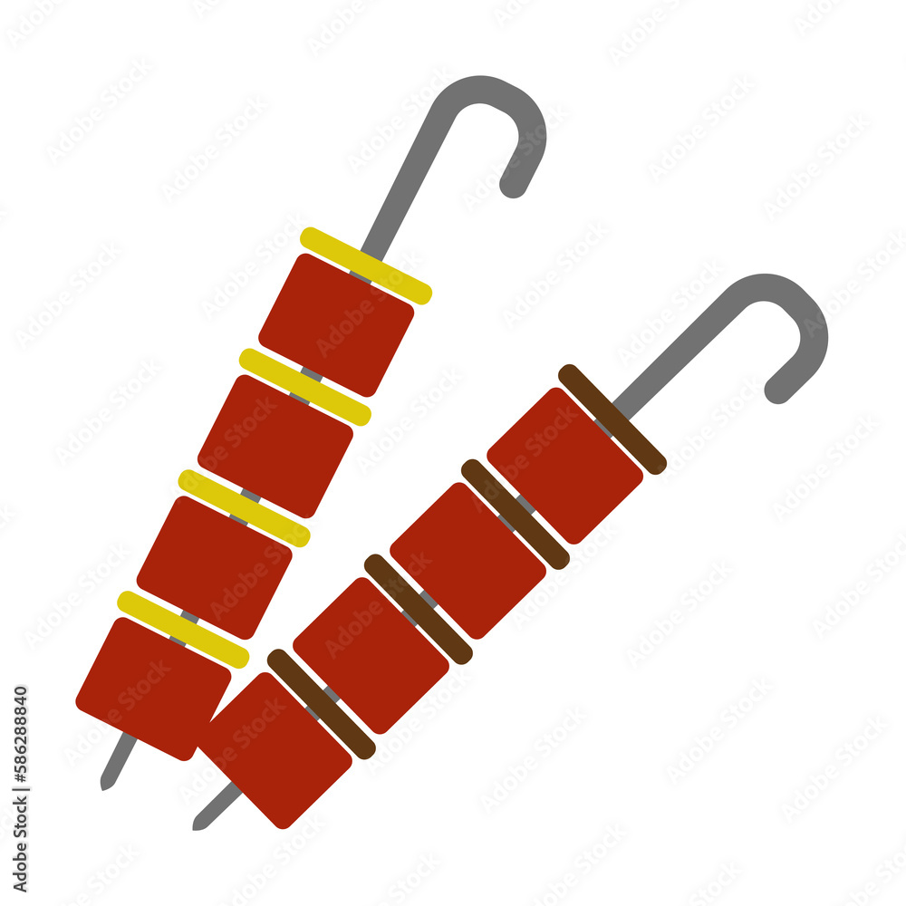 Poster meat on skewers colored illustration. element of colored food icon for mobile concept and web apps. 