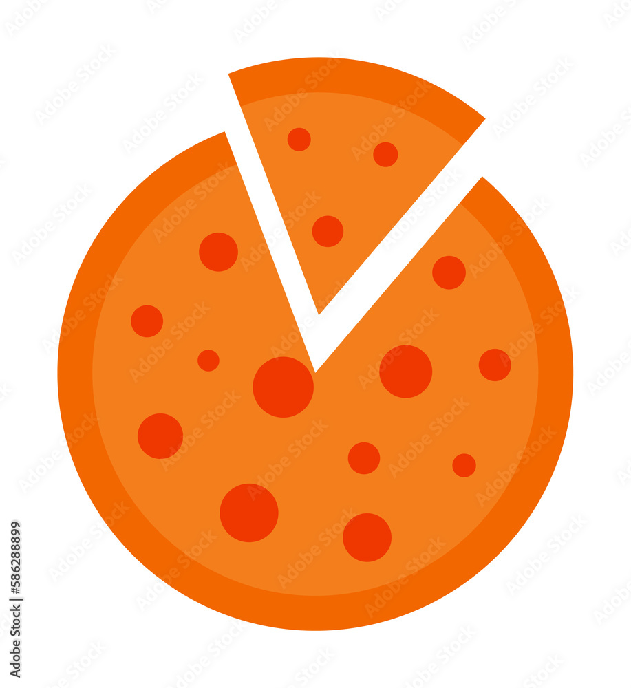 Poster chopped pizza colored illustration. element of colored food icon for mobile concept and web apps. de