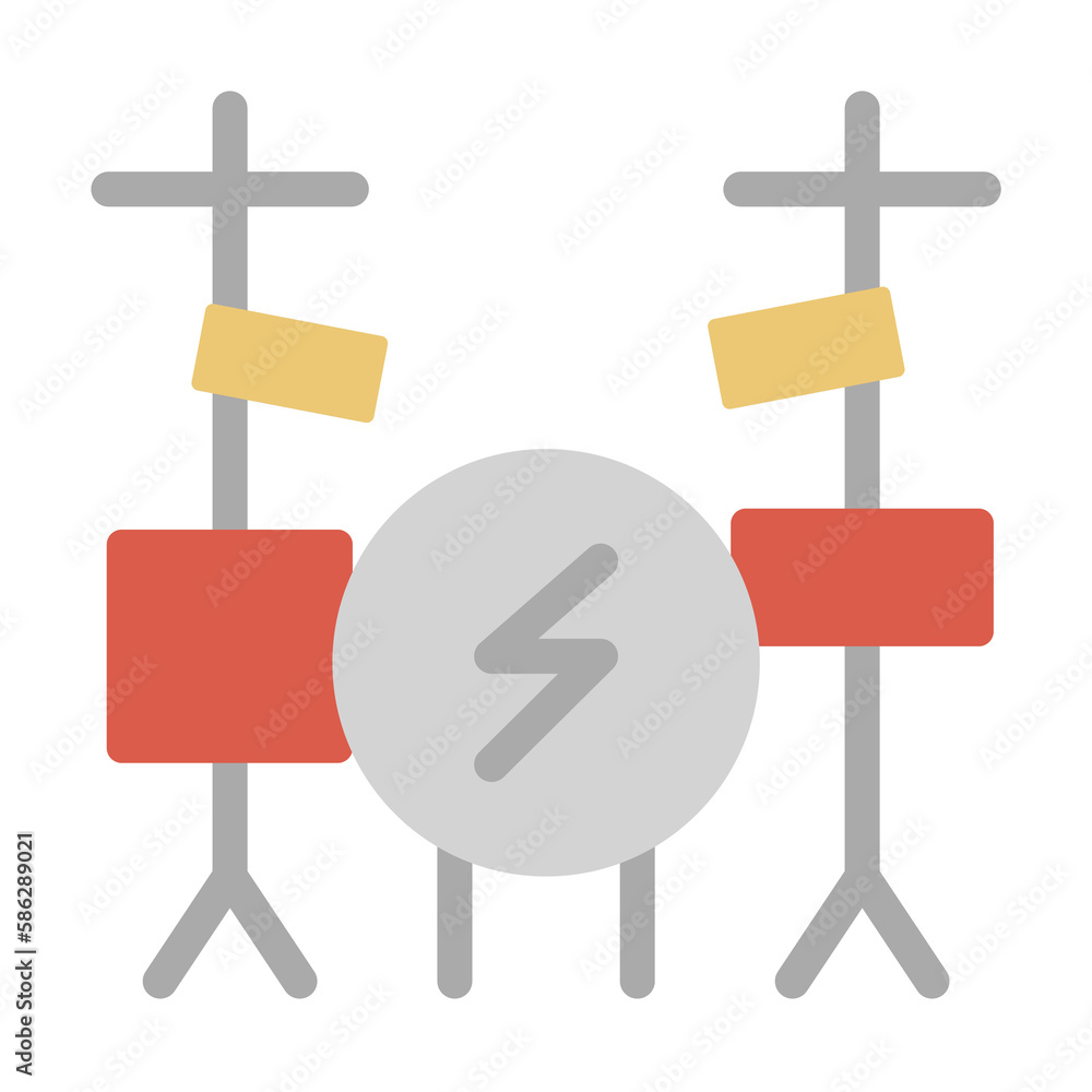Poster orchestra, drum kit icon. simple color elements of rock n roll icons for ui and ux, website or mobil