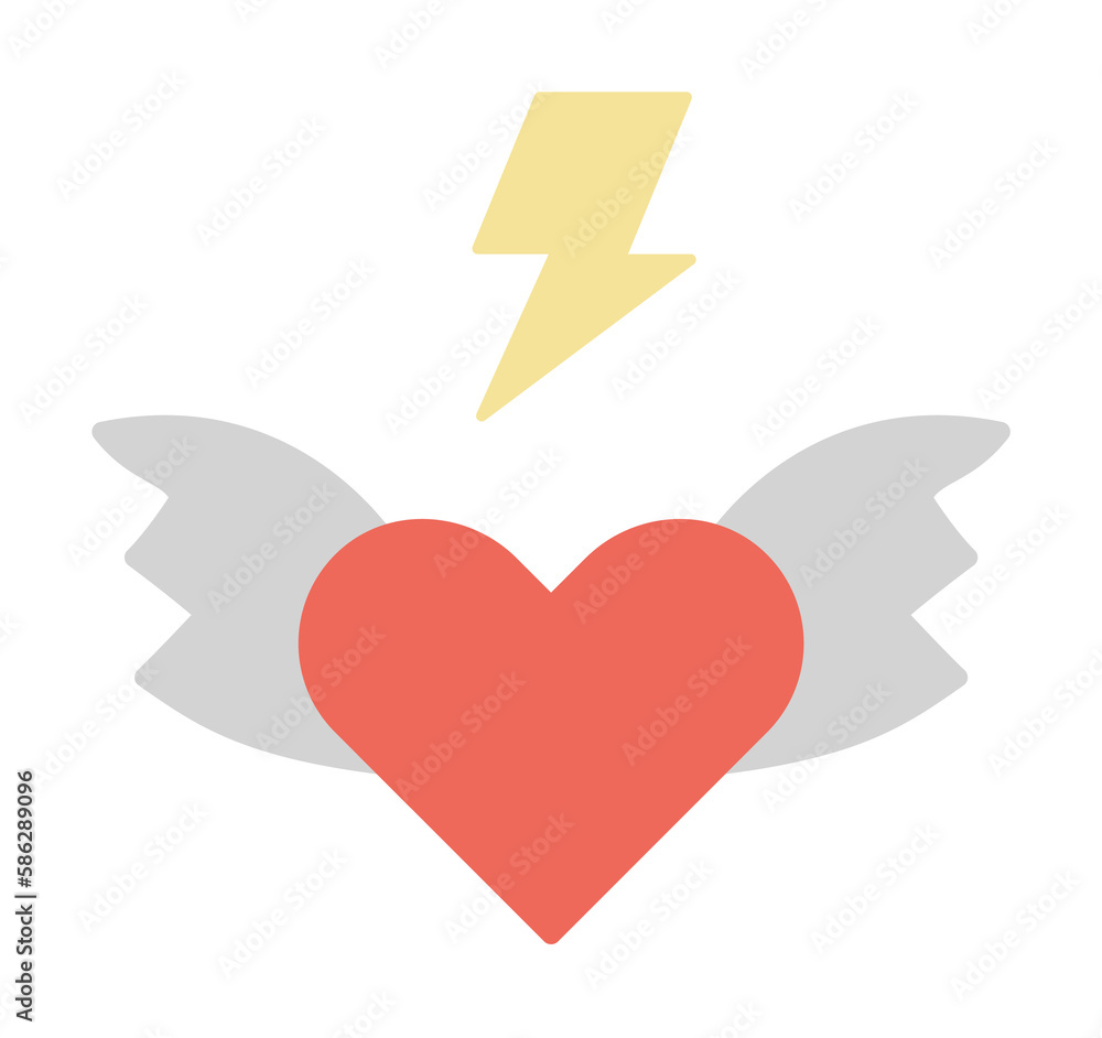 Poster love, wing icon. simple color elements of rock n roll icons for ui and ux, website or mobile applica