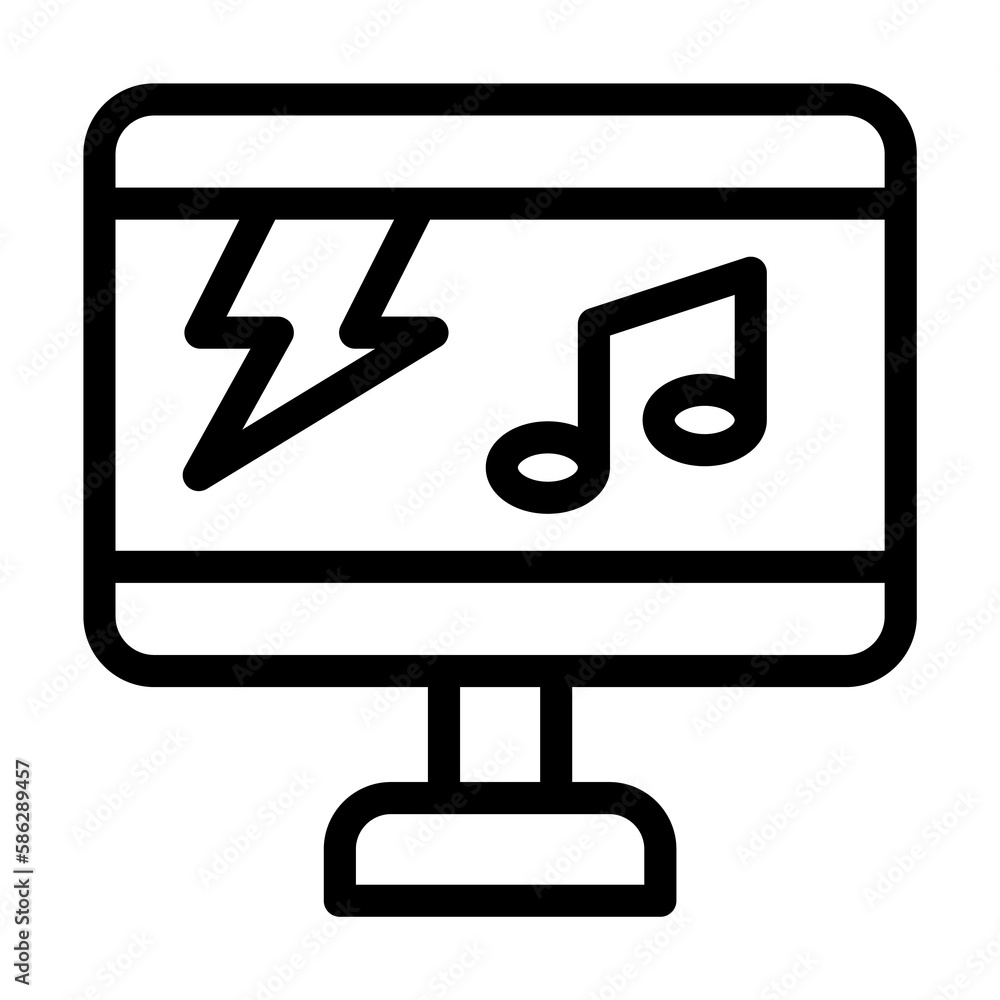 Poster desktop icon. simple line, outline elements of rock n roll icons for ui and ux, website or mobile ap