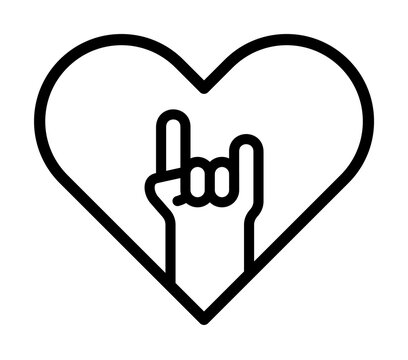 Love, hand icon. Simple line, outline elements of rock n roll icons for ui and ux, website or mobile application