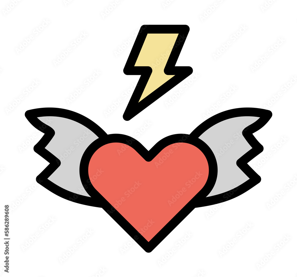 Aufkleber love, wing icon. simple color with outline elements of rock n roll icons for ui and ux, website or m