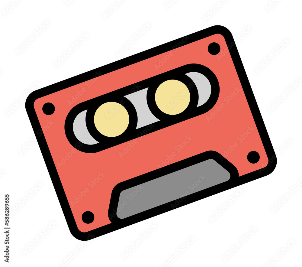 Poster cassette icon. simple color with outline elements of rock n roll icons for ui and ux, website or mob