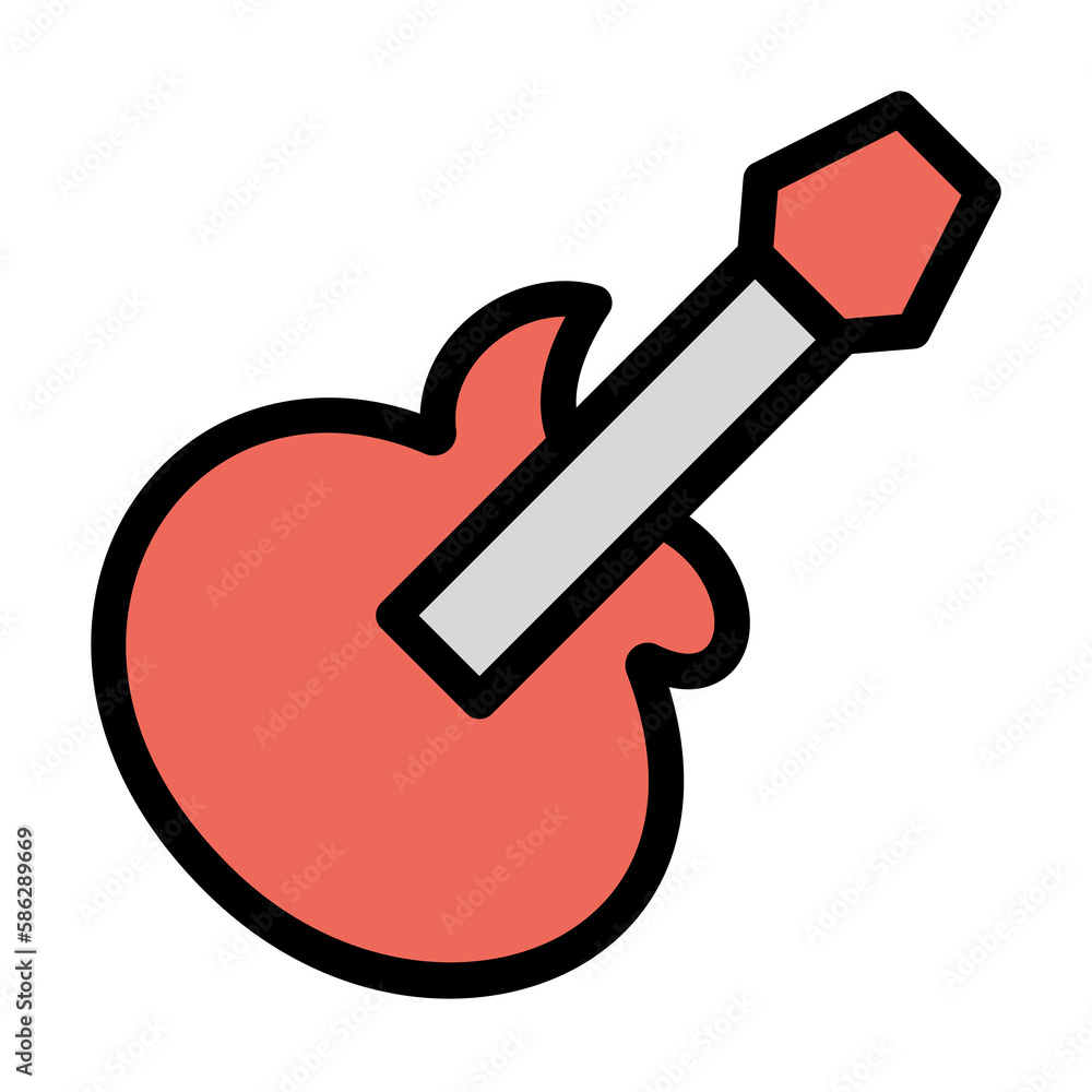 Poster guitar icon. simple color with outline elements of rock n roll icons for ui and ux, website or mobil