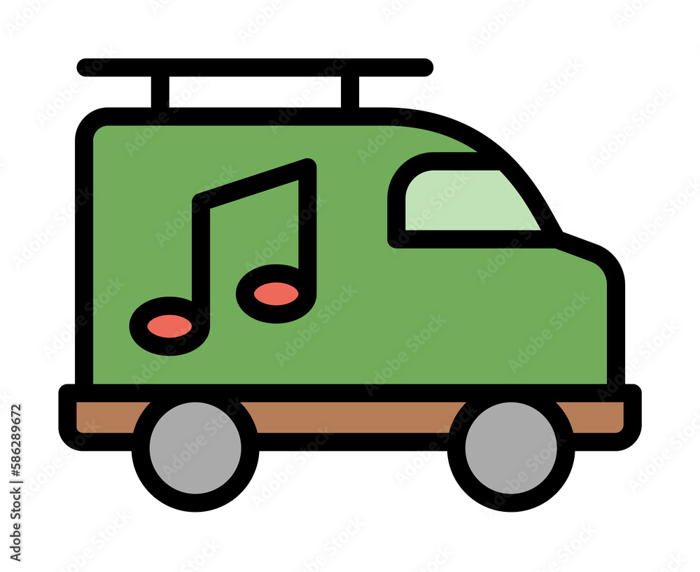 Poster music caravan icon. simple color with outline elements of rock n roll icons for ui and ux, website o
