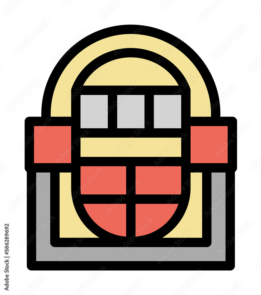 Poster music box icon. simple color with outline elements of rock n roll icons for ui and ux, website or mo