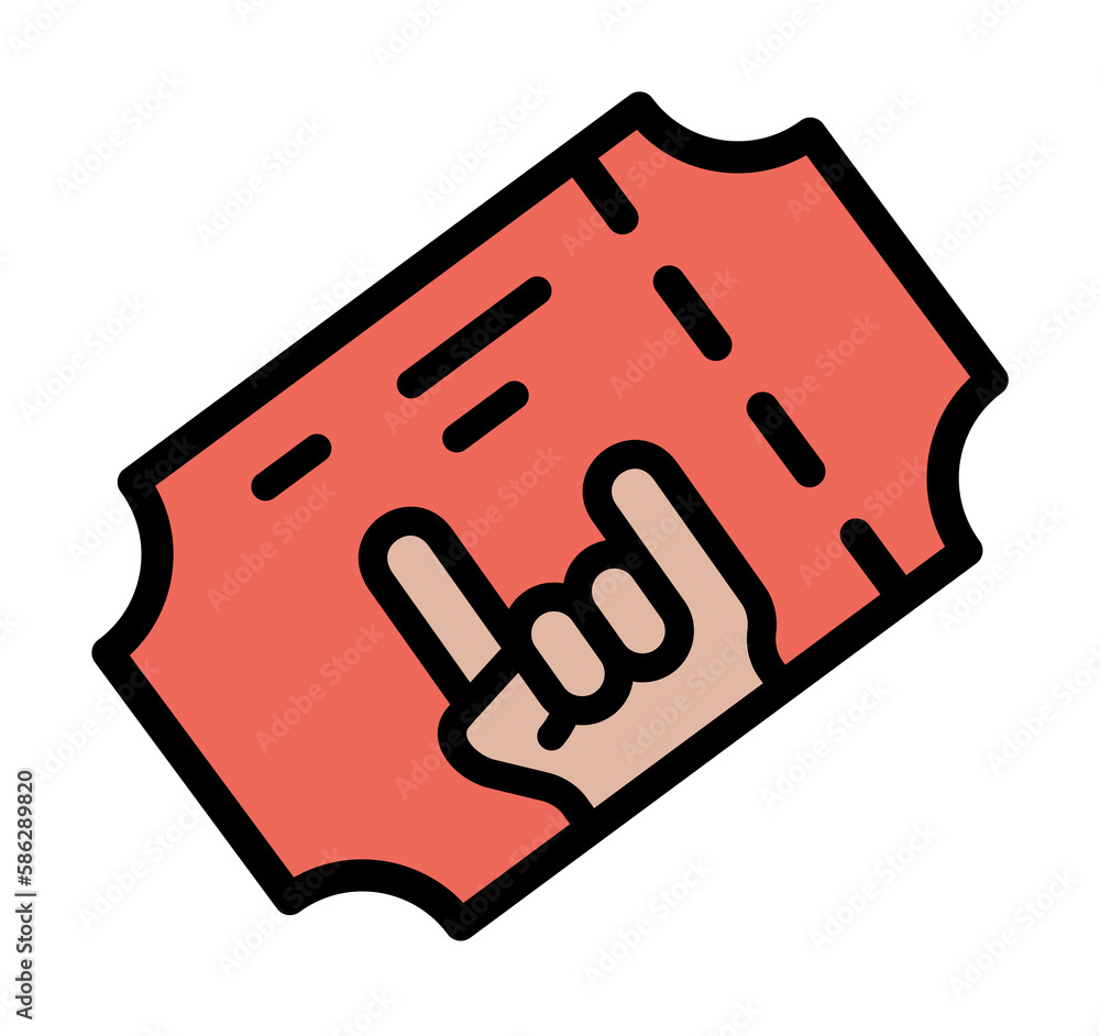 Poster concert ticket icon. simple color with outline elements of rock n roll icons for ui and ux, website 