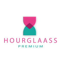 hourglass overlapping overlay color logo vector icon illustration