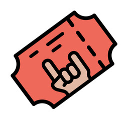 Concert ticket icon. Simple color with outline elements of rock n roll icons for ui and ux, website or mobile application
