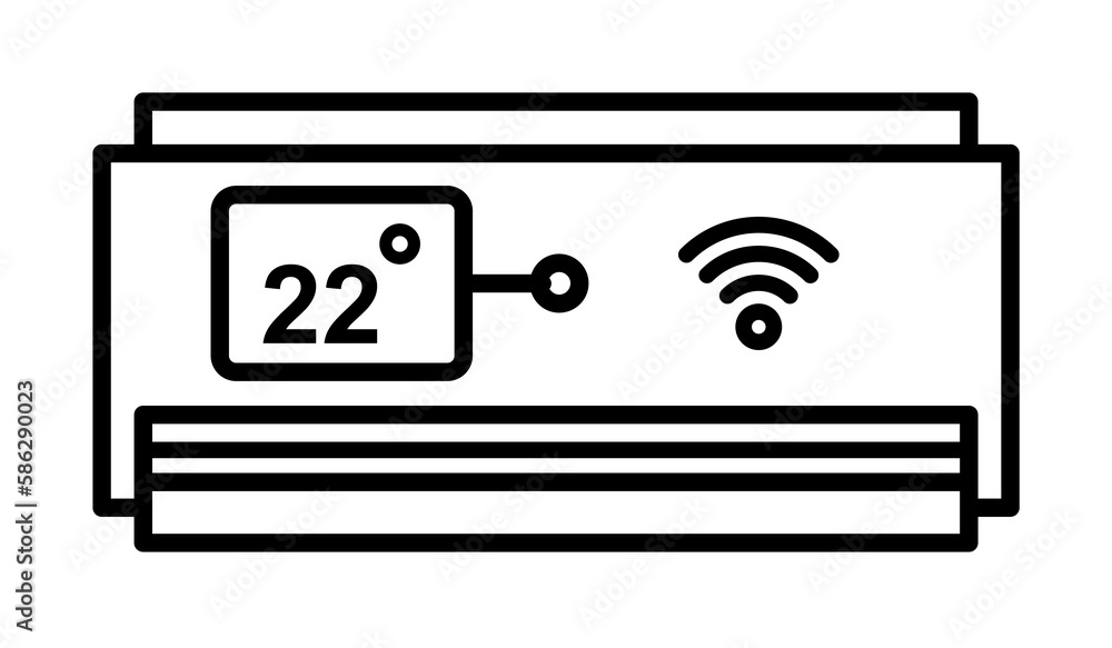 Poster smart air conditioner icon. element of smart house icon for mobile concept and web apps. thin line s