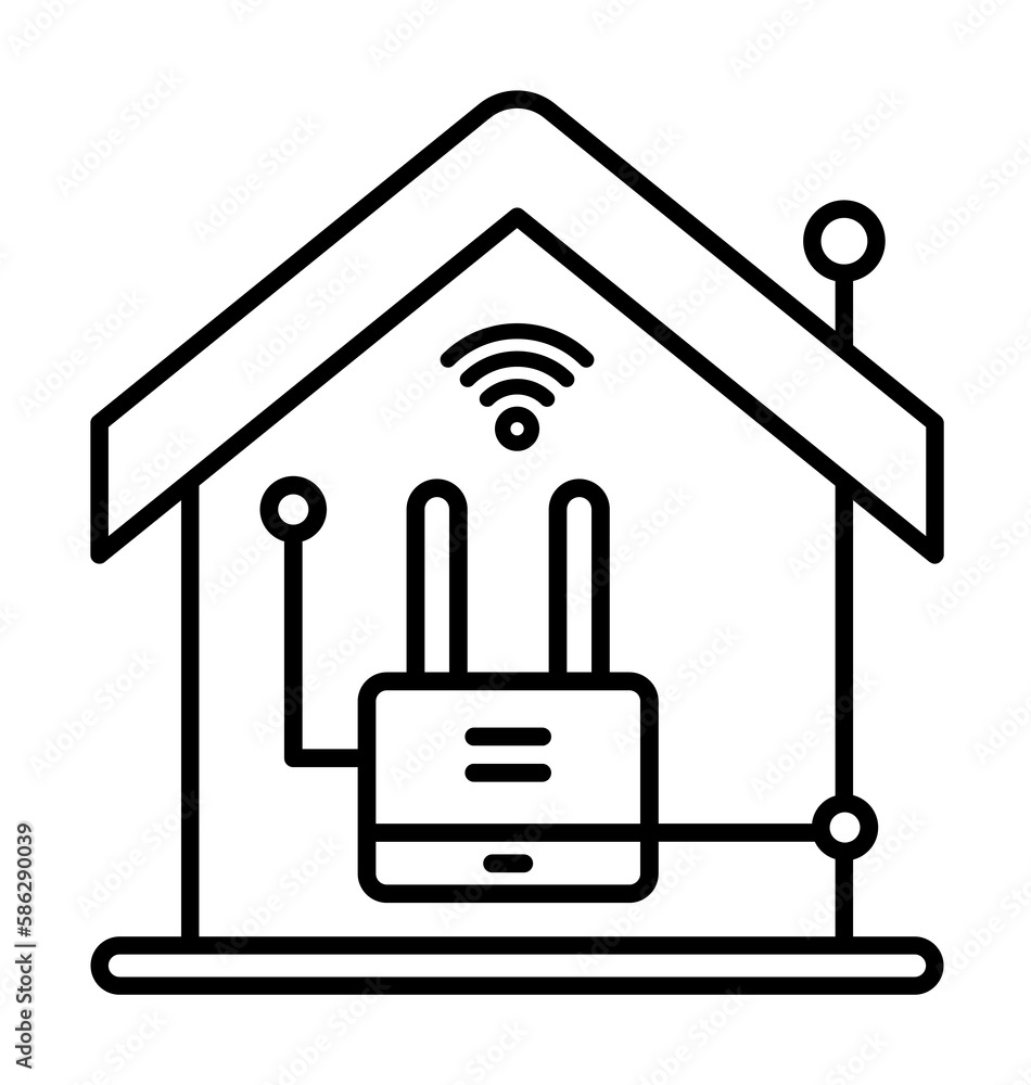 Poster smart connected wi fi icon. element of smart house icon for mobile concept and web apps. thin line s
