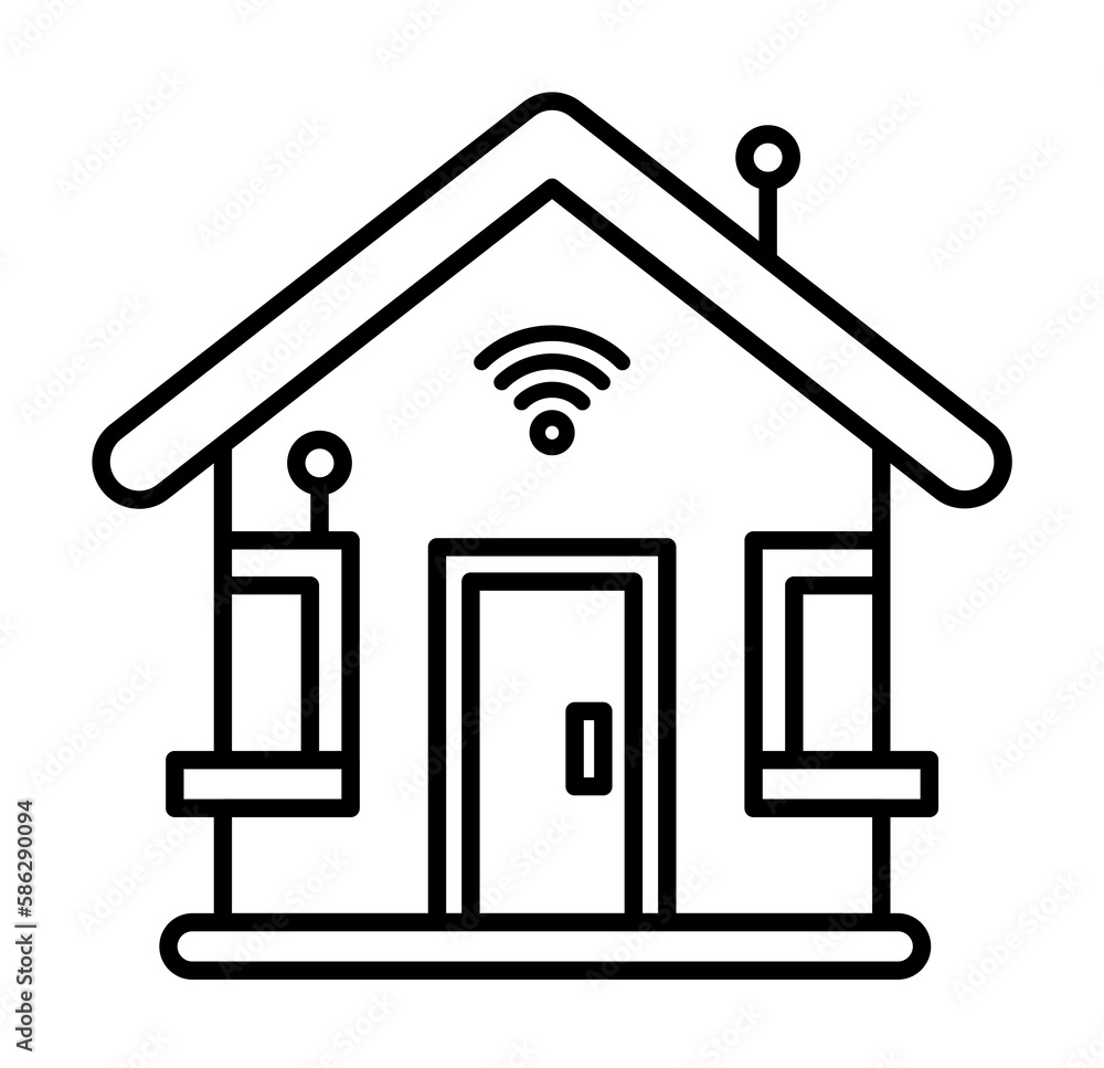 Poster smart house icon. element of smart house icon for mobile concept and web apps. thin line smart house