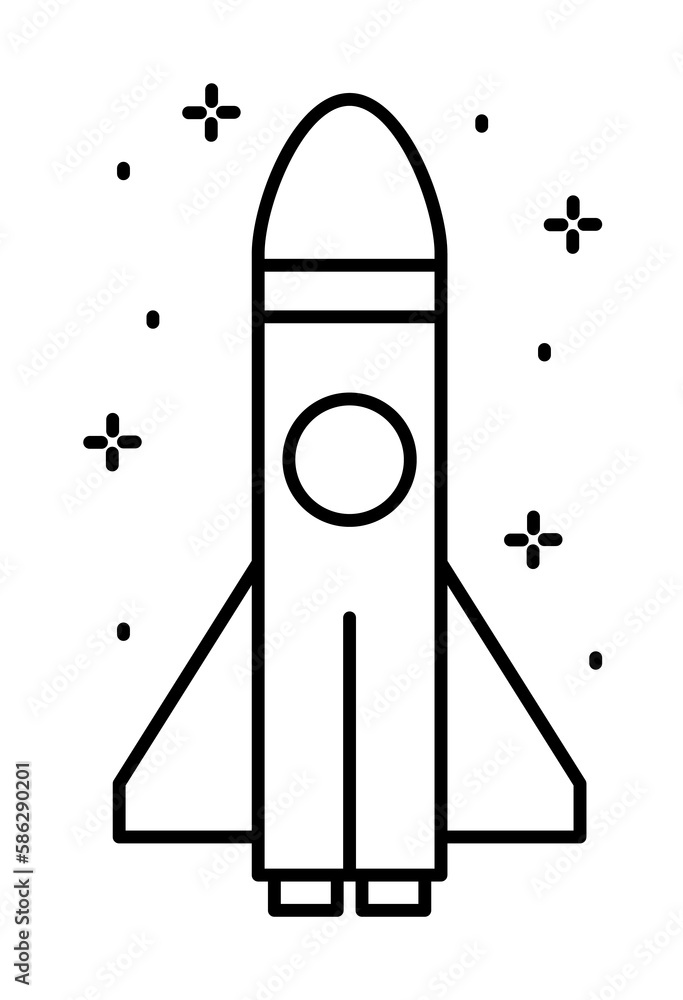 Poster spaceship icon. simple line, outline of rocket icons for ui and ux, website or mobile application