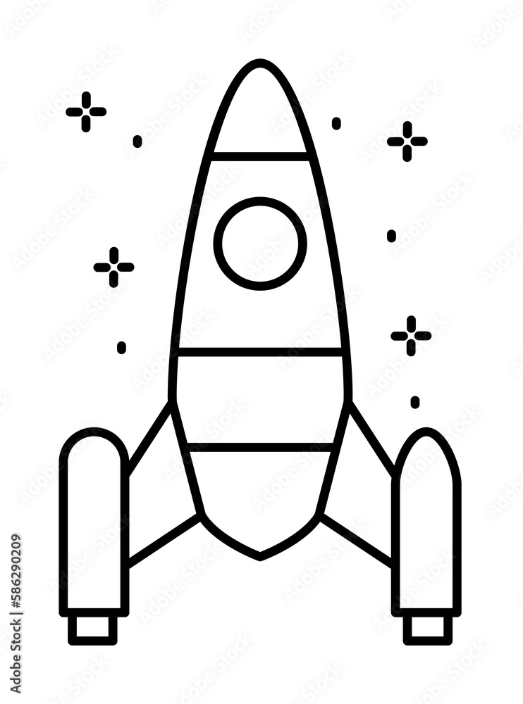 Poster spaceship icon. simple line, outline of rocket icons for ui and ux, website or mobile application