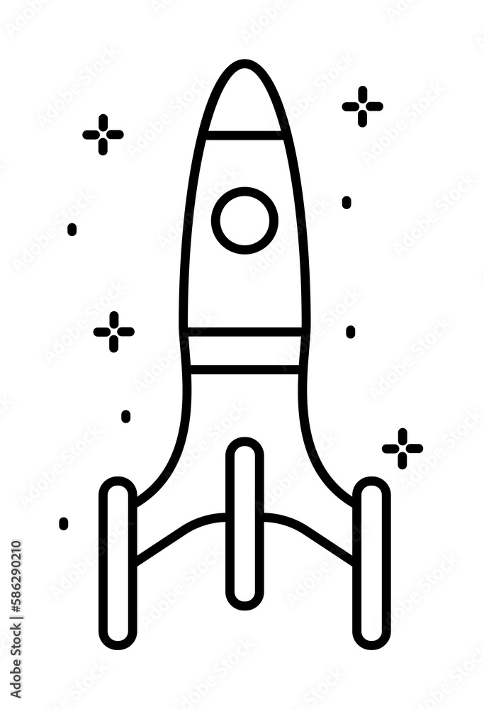 Poster spaceship icon. simple line, outline of rocket icons for ui and ux, website or mobile application