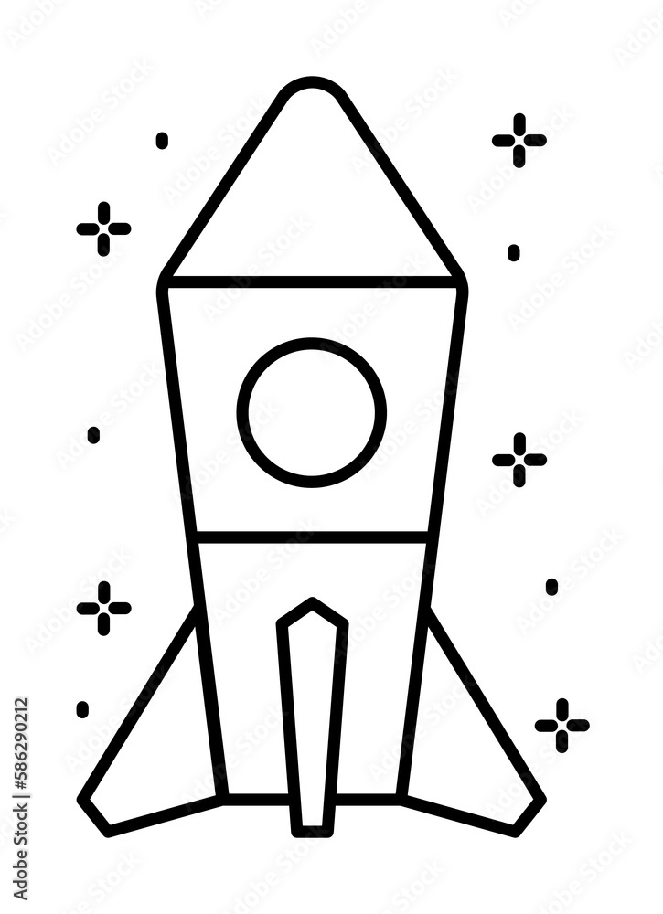 Poster spaceship icon. simple line, outline of rocket icons for ui and ux, website or mobile application