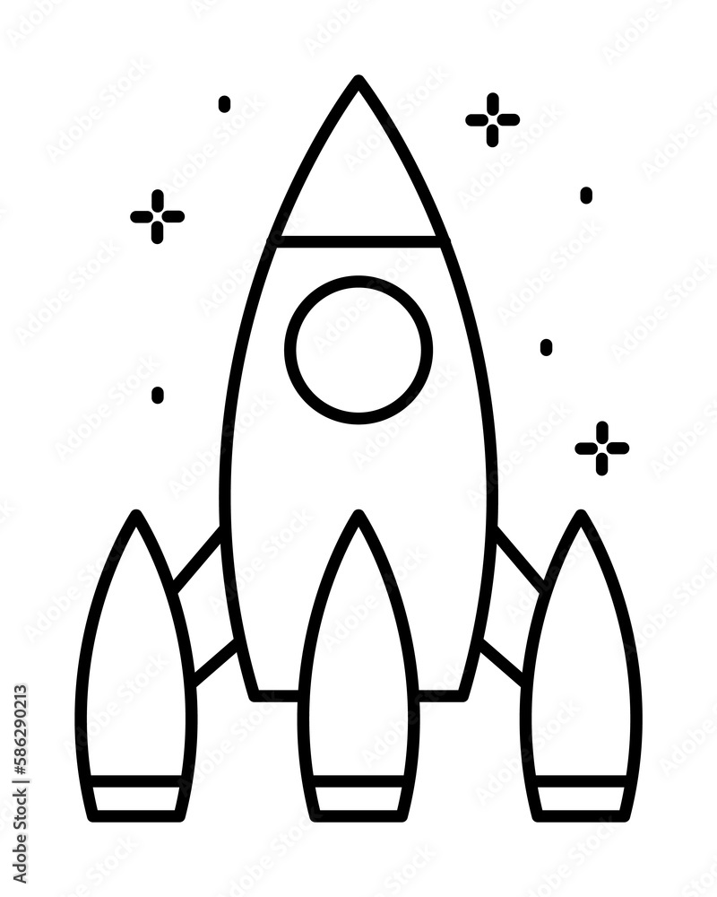 Poster spaceship icon. simple line, outline of rocket icons for ui and ux, website or mobile application