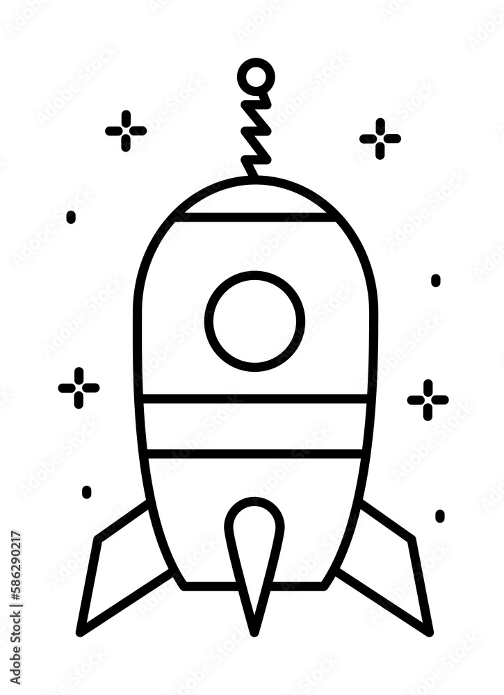 Poster spaceship icon. simple line, outline of rocket icons for ui and ux, website or mobile application