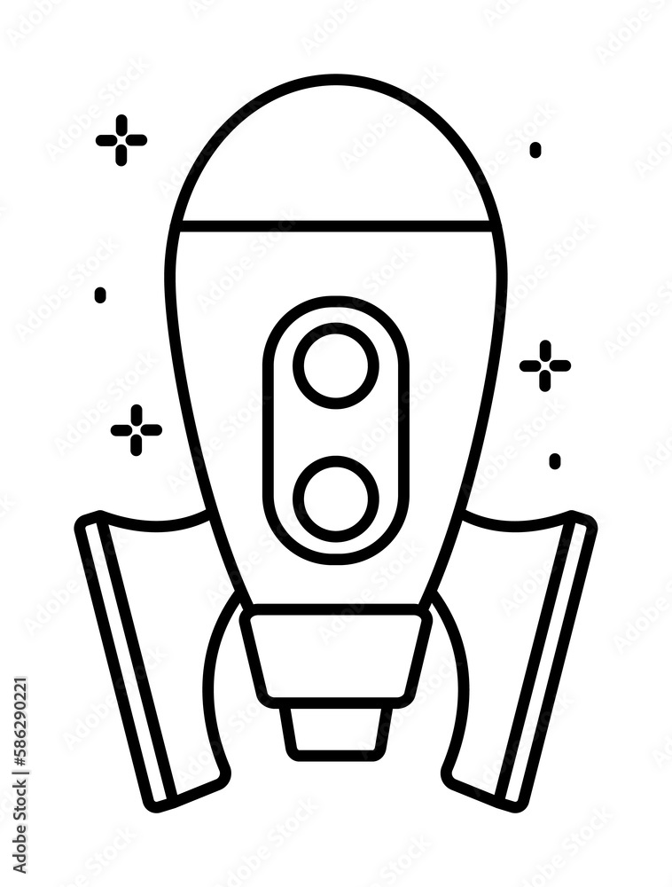 Poster spaceship icon. simple line, outline of rocket icons for ui and ux, website or mobile application