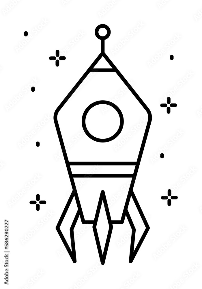 Poster spaceship icon. simple line, outline of rocket icons for ui and ux, website or mobile application