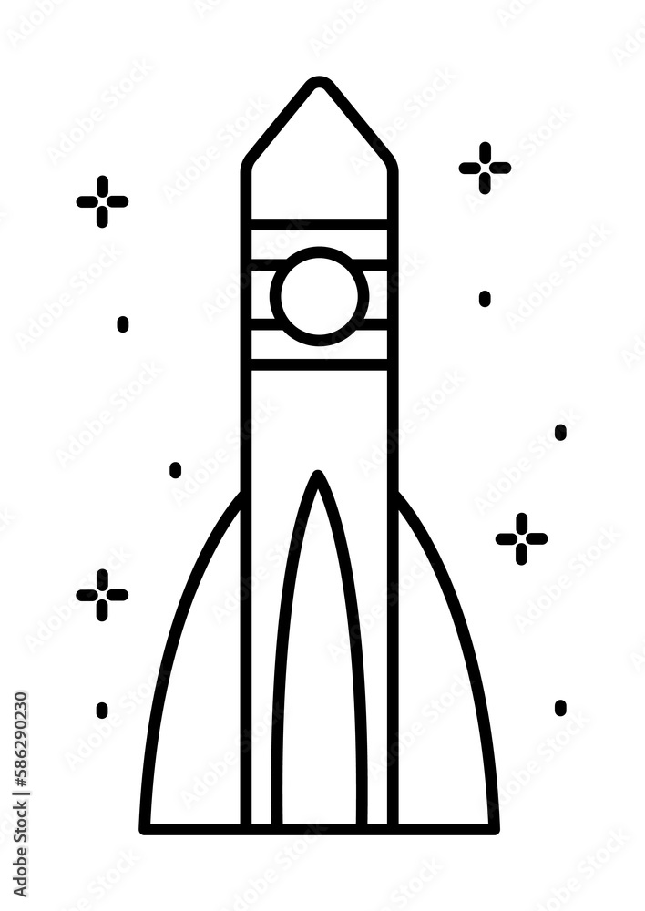 Poster spaceship icon. simple line, outline of rocket icons for ui and ux, website or mobile application