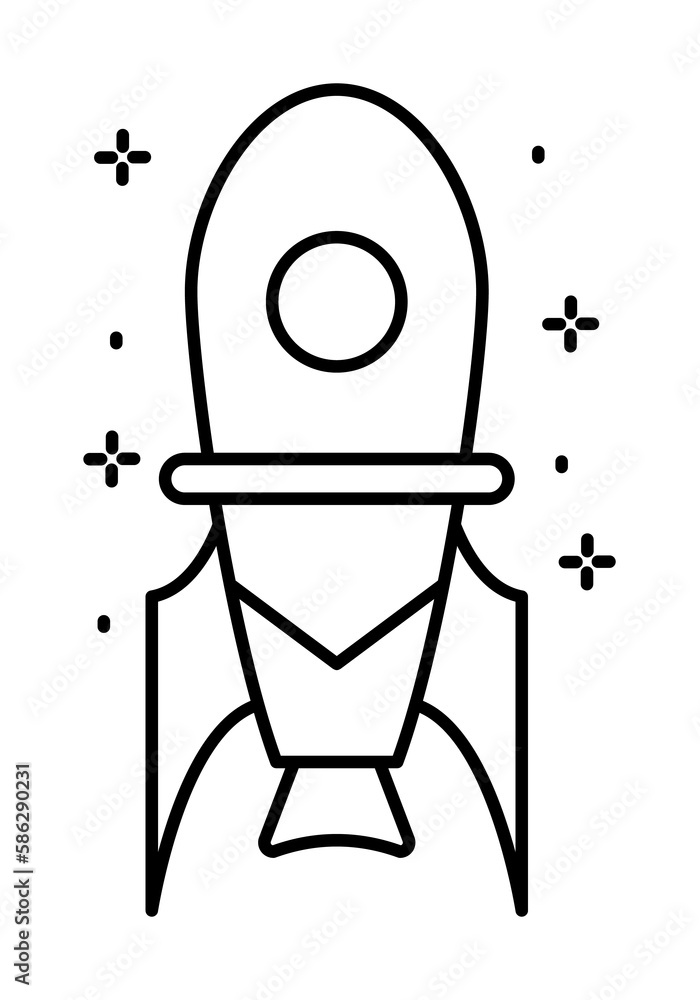 Poster spaceship icon. simple line, outline of rocket icons for ui and ux, website or mobile application