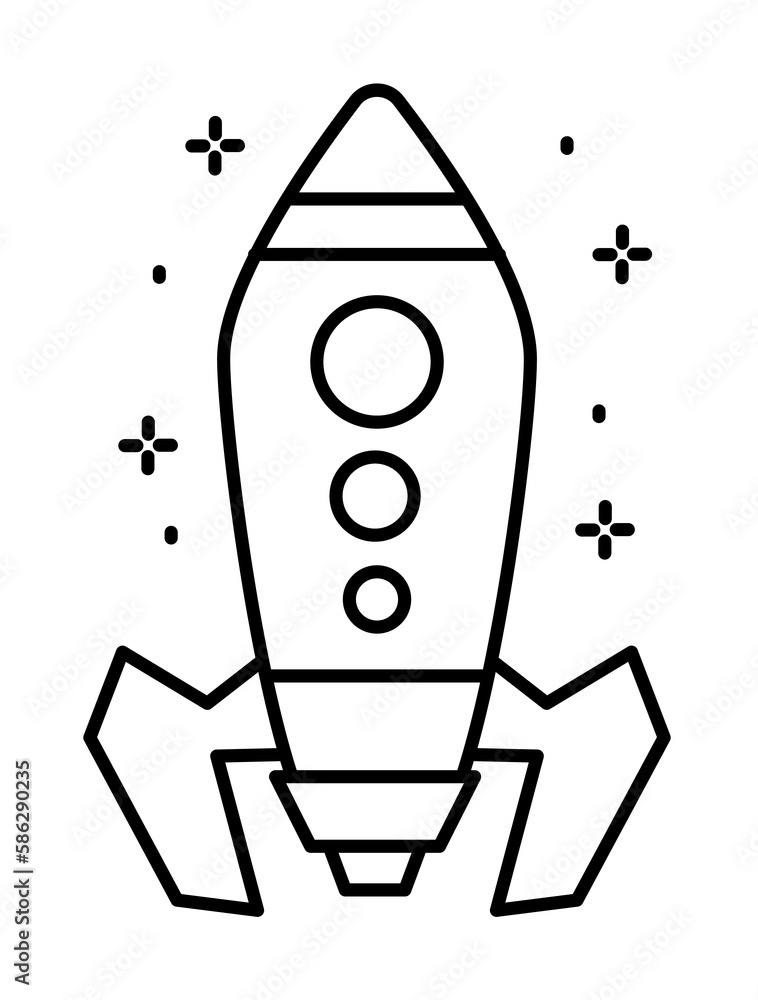 Poster spaceship icon. simple line, outline of rocket icons for ui and ux, website or mobile application