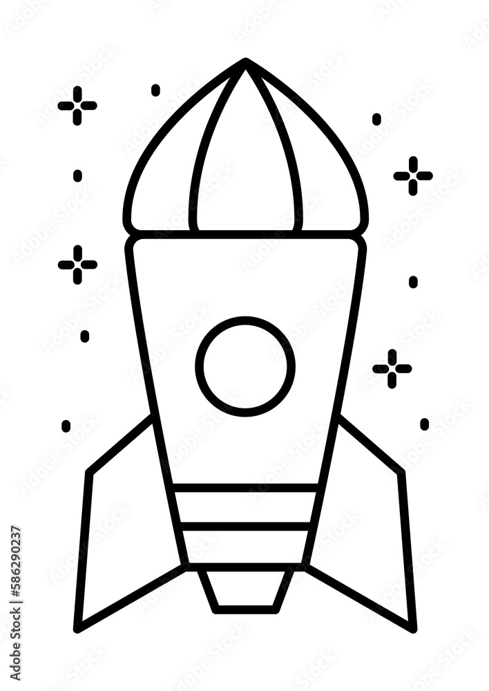 Poster spaceship icon. simple line, outline of rocket icons for ui and ux, website or mobile application