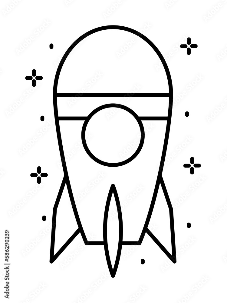 Poster spaceship icon. simple line, outline of rocket icons for ui and ux, website or mobile application