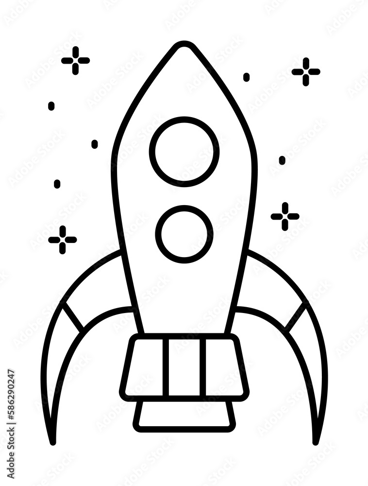Poster spaceship icon. simple line, outline of rocket icons for ui and ux, website or mobile application