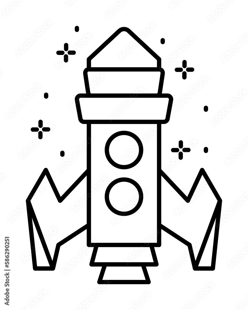 Poster spaceship icon. simple line, outline of rocket icons for ui and ux, website or mobile application