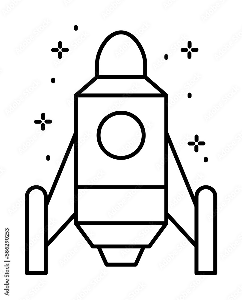 Poster spaceship icon. simple line, outline of rocket icons for ui and ux, website or mobile application
