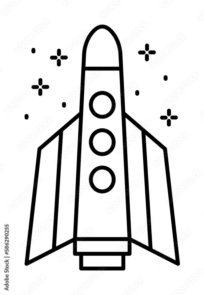 Poster spaceship icon. simple line, outline of rocket icons for ui and ux, website or mobile application