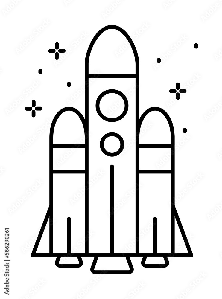 Poster spaceship icon. simple line, outline of rocket icons for ui and ux, website or mobile application