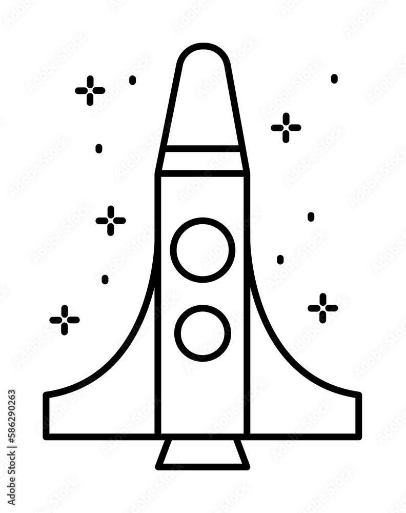 Poster spaceship icon. simple line, outline of rocket icons for ui and ux, website or mobile application