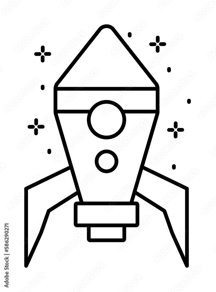 Poster spaceship icon. simple line, outline of rocket icons for ui and ux, website or mobile application