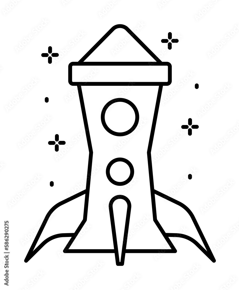 Poster spaceship icon. simple line, outline of rocket icons for ui and ux, website or mobile application