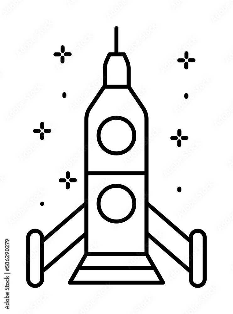 Poster spaceship icon. simple line, outline of rocket icons for ui and ux, website or mobile application