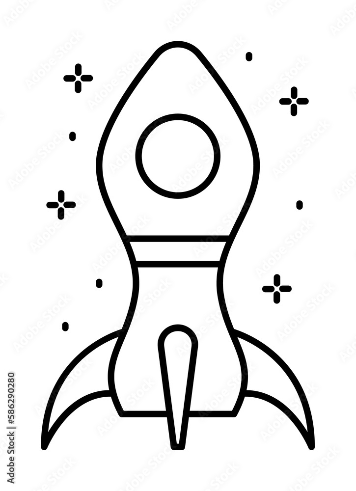 Poster spaceship icon. simple line, outline of rocket icons for ui and ux, website or mobile application