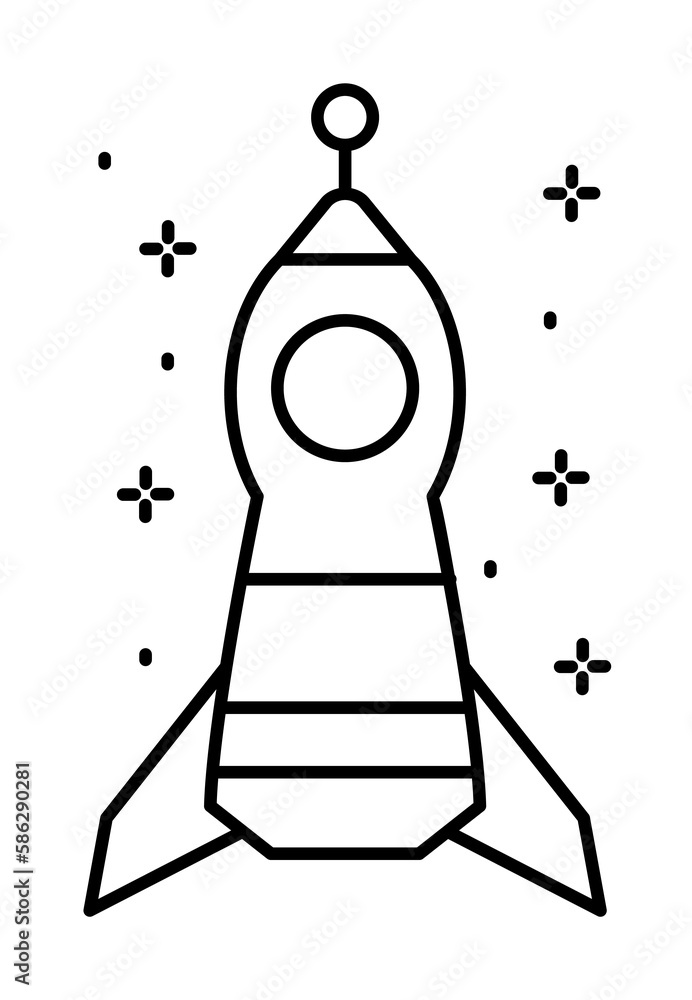 Poster spaceship icon. simple line, outline of rocket icons for ui and ux, website or mobile application