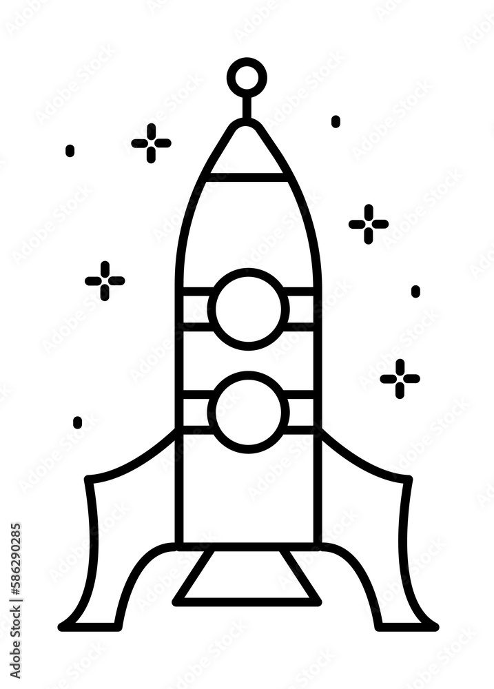 Poster spaceship icon. simple line, outline of rocket icons for ui and ux, website or mobile application